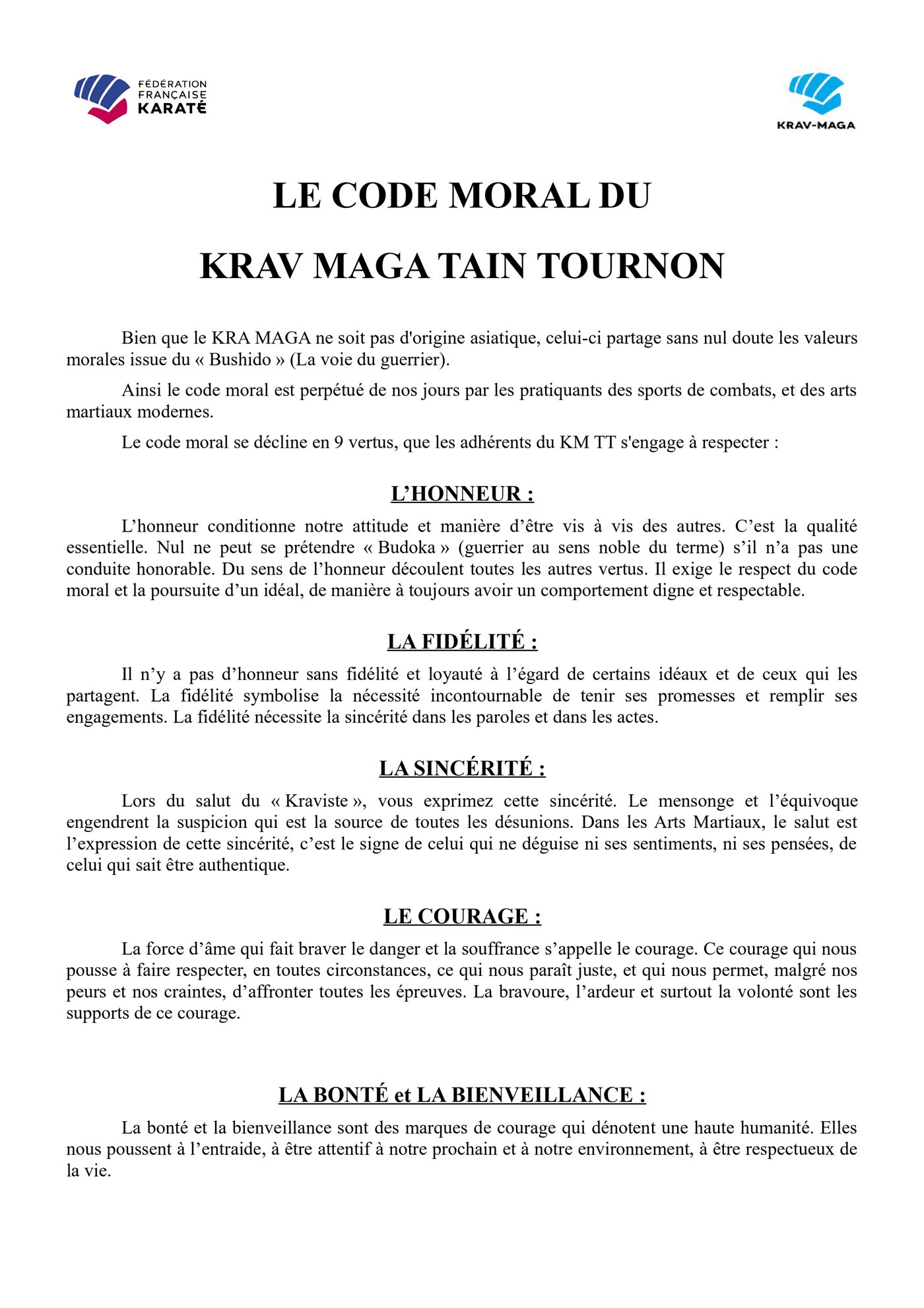 Code Moral du club - Page 1