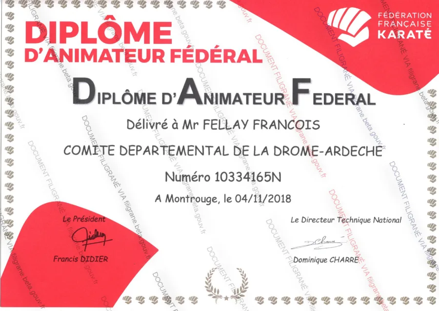 Diplôme d'Animateur Fédéral (FFK)