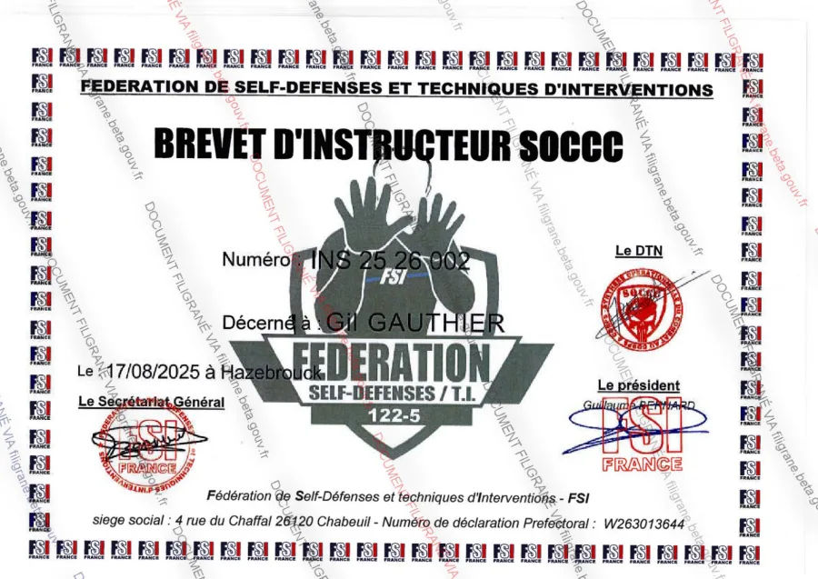 Brevet d'Instructeur SOCCC